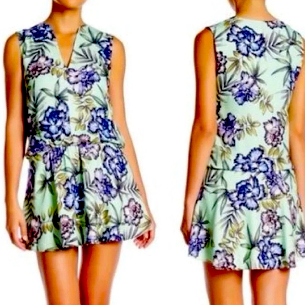 alice + olivia Brook Oasis Floral mini Dress-Mint Green-Size 2